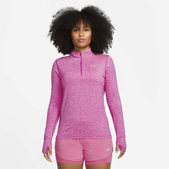 Nike Tops - Nike Element DRI-FIT 1/4 Zip Heathered Pink Running Workout Hiking Top medium